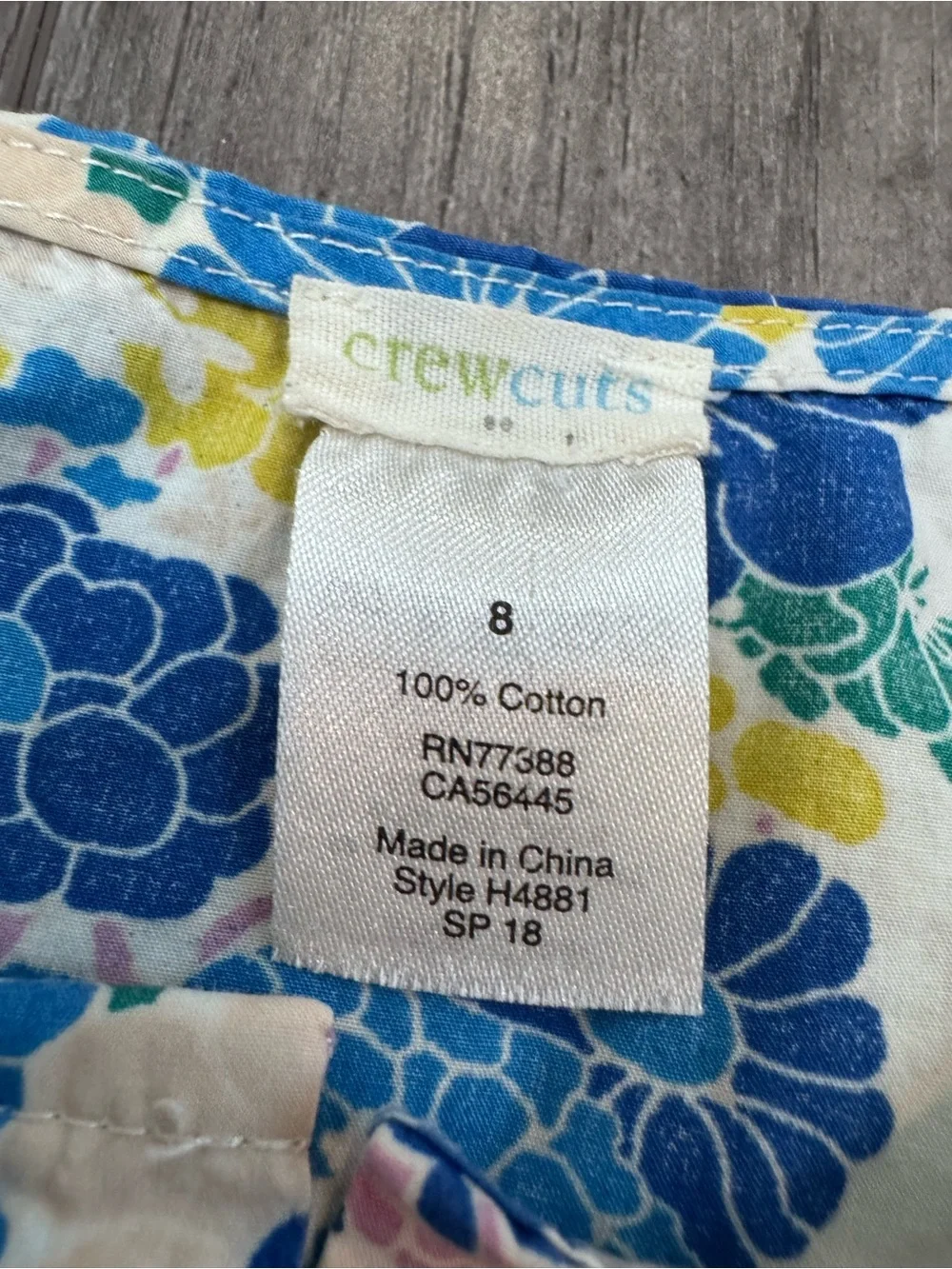 Crewcuts J Crew Girls 8 Floral Print Dress Blue Pink Flowers Cap Sleeve
